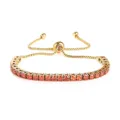 Bracciale Tennis in Acciaio Dorato con Zirconi Rossi e Chiusura Scorrevole Regolabile - Colore Oro Pietra Rossa