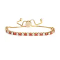 Goldfarbenes Edelstahl Tennisarmband mit roten und weißen Zirkonia, verstellbarer Verschluss. - 3MM Gold Quadratischer Verschluss Rot und Weiß