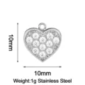 Stainless steel heart zircon pendant DIY jewelry charm 10mm lightweight silver accessory - Small Heart / Steel