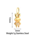 Gold Stainless Steel Cute Rabbit Pendant Charm for DIY Necklace and Bracelet Jewelry - Gold Cute Bunny