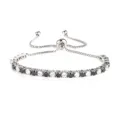 Bracciale tennis regolabile in acciaio inox con zirconi neri e bianchi alternati. - Colore Acciaio Pietra Nera e Bianca