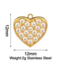 Stainless steel heart pave cubic zirconia pendant charm for DIY jewelry making necklace 12mm - Large Heart / Gold