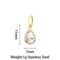 Stainless steel teardrop pendant with cubic zirconia, elegant gold jewelry accessory for DIY craft. - Teardrop Clear Zircon Gold