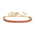 Vergoldetes Tennisarmband mit leuchtend roten Zirkoniasteinen und verstellbarem Schiebeverschluss. - 3MM Gold Quadratischer Verschluss Rot