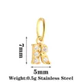 Gold Stainless Steel Letter R Zircon Pendant DIY Necklace Earring Jewelry Accessory - Letter R / Gold