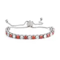 Einstellbares Tennisarmband in Silber mit roten Zirkonia Steinen, elegant für Damen Schmuck - 4MM Stahlfarbe Herzverschluss Rot und Weiß