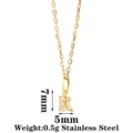 Stainless steel initial letter R pendant necklace with sparkling zirconia for women daily wear. - Letter R / Gold