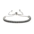Bracciale tennis in acciaio inossidabile argento con zirconi neri e chiusura regolabile. - Colore Acciaio Pietra Nera