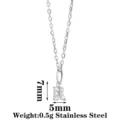 Stainless steel letter R pendant necklace with sparkling zirconia stones for women daily wear. - Letter R / Steel
