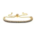 Bracciale Tennis Zirconia Nero Oro In Acciaio Inossidabile Scorrevole Regolabile Modello - Colore Oro Pietra Nera