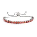 Silberfarbenes Tennisarmband mit funkelndem roten Zirkonia und verstellbarem Herzverschluss. - 4MM Stahlfarbe Herzverschluss Rot