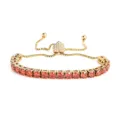 Goldfarbenes Tennisarmband mit roten Zirkoniasteinen und verstellbarem Herzschieber. - 4MM Gold Herzverschluss Rot