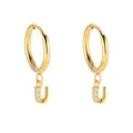 Pendientes de aro letra U chapado en oro 18K acero inoxidable con circonita vintage - Letra U / Dorado