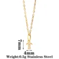 Stainless steel letter T pendant necklace with cubic zirconia, minimalist dainty jewelry. - Letter T / Gold