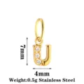 Stainless steel letter U zircon pendant DIY necklace earring accessory 7x4mm 0.5g - Letter U / Gold