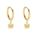 Pendientes de aro vintage de oro de 18K con letra W de acero inoxidable francés - Letra W / Dorado