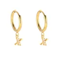 Pendientes de aro con letra X de acero inoxidable dorado estilo minimalista mujer - Letra X / Dorado