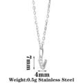 Stainless Steel Letter V Pendant Necklace with Zirconia Stones Elegant Jewelry Accessory Variant - Letter V / Steel