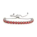 Elegantes Silber-Tennisarmband mit leuchtend roten Zirkonia-Steinen und verstellbarem Herzverschluss. - 5MM Stahlfarbe Herzverschluss Rot