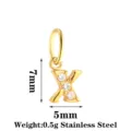 Stainless Steel Letter X Pendant with Zirconia for DIY Necklace and Earring Making - Letter X / Gold
