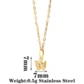 Stainless Steel Gold Letter W Pendant Necklace Zircon Initial Choker Jewelry SKU Display - Letter W / Gold