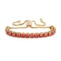 Goldfarbenes Edelstahl Armband mit roten Zirkonia Steinen und verstellbarem Verschluss. - 5MM Gold Herzverschluss Rot