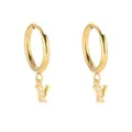 Pendientes de aro con letra Y en oro 18K retro francés, acero inoxidable minimalista - Letra Y / Dorado