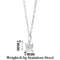 Stainless steel W letter pendant necklace with sparkling zircons, 7mm size, lightweight design. - Letter W / Steel