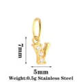 Stainless steel letter Y zircon pendant, gold finish, sparkling cubic zirconia stones. - Letter Y / Gold
