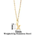 Stainless steel letter X pendant necklace with sparkling zirconia stones, delicate chain for women. - Letter X / Gold