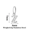 Stainless steel letter Z pendant with three zircon stones, size 7x4mm weighing 0.5g for DIY jewelry. - Letter Z / Steel