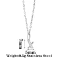 Stainless Steel Initial X Necklace Zirconia Letter Pendant Short Chain Fashion Jewelry - Letter X / Steel