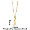 Gold Stainless Steel Letter Z Pendant Necklace with Sparkling Zirconia Stones Variant - Letter Z / Gold