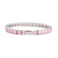 Bracelet tennis en acier inoxydable avec oxyde de zirconium rose pour femmes et hommes - Couleur Acier 5MM Carré Rose