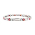 Hip-hop stainless steel tennis bracelet with red and white zircon stones, stylish variant. - 16cm / 5MM Steel Color Round 2 White Zirconia + 1 Red Zirconia