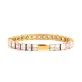 Bracelet tennis en acier inoxydable doré avec zircons cubiques carrés rose et transparent. - Or 5MM Carré 3 Blanc + 1 Rose