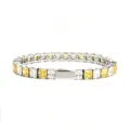 Stainless Steel Yellow White Zircon Tennis Bracelet Fashion Chic Jewelry 3-5mm - 5MM Steel Color Square 1 White + 1 Yellow