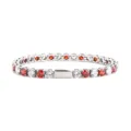 Stainless Steel Red Zircon Tennis Bracelet Hip Hop Style Street Trend Rapper Jewelry - 16cm / 5MM Steel Color Round 1 White Zirconia + 1 Red Zirconia