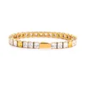 Gold stainless steel square cubic zirconia tennis bracelet for women fashion hip hop jewelry. - 5MM Gold Color Square 3 White + 1 Yellow