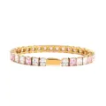 Bracelet Tennis En Acier Inoxydable Zircone Carré Style Hip Hop Pour Couple Tendance - Or 5MM Carré 2 Blanc + 1 Rose