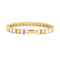 Gold stainless steel square cubic zirconia tennis bracelet for women fashion hip hop jewelry - 5MM Gold Color Square 2 White + 1 Yellow