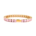 Bracelet Tennis en Acier Inoxydable Doré avec Zircone Rose pour Femme et Homme Chic - Or 5MM Carré Rose