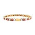 Gold Tennis Bracelet with Red White Zircon Stones Hip Hop Street Fashion Jewelry - 16cm / 5MM Gold Color Round 1 White Zirconia + 1 Red Zirconia