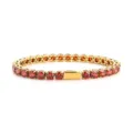 Gold Tennis Bracelet Red Zircon Hip Hop Cuban Chain Fashion Rapper Street Jewelry - 16cm / 5MM Gold Color Round Red Zirconia