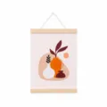 Wooden magnetic poster hanger with abstract botanical art print for home wall decor display. - 21cm Pack / Oak