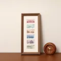 Houten zes-frame RMB display fotolijst, verzamelobject souvenir fotolijst, huisdecoratie. - Afgeschuinde Stijl-Walnoot Kleur (Munten Niet Inbegrepen) / 13.5x35.8cm