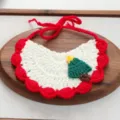 Handmade Christmas tree pet crochet bib cute puppy dog cat saliva towel winter accessory - One Size / Green Christmas Tree