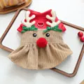 Vestito natalizio da renna per animali domestici con corna dorate e pon pon rosso invernale. - XS / Natale Oro Corna Abito