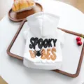 Cute white Halloween pet hoodie for small dogs puppies with spooky vibes spider print. - XS-Bust 30cm, Length 20cm (Approx 1-1.5kg) / Spider Halloween Sweatshirts