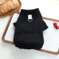 Black pet hoodie for small dogs puppy cute warm sweatshirt with pocket and leash ring. - XS-Bust 30cm, Length 20cm (Approx 1-1.5kg) / Black